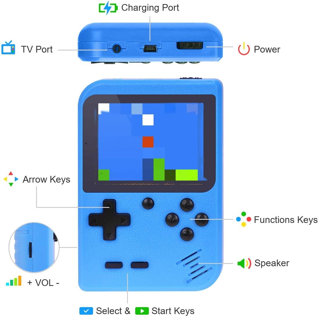 TAPDRA Handheld Game Console, Retro Game Console with 400 Classic Games 3.0 inch Screen Portable Game Console, Good Present for Kids, Xmas Gift