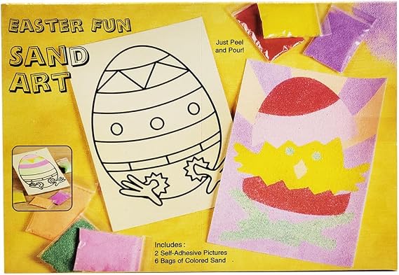 Chochkees Easter Sand Art, Easter Egg, Hatched Chick Designs, 2 Design Cards, 6 Bags of Colored Sand (12-Pack)
