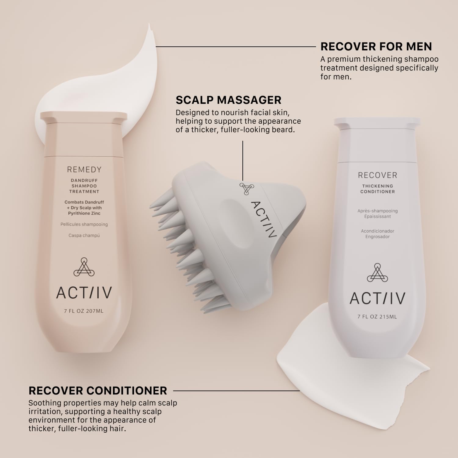 ACTIIV Ultimate Scalp Trio | Soothes Dry, Itchy Scalp, Reduces Flakes, Strengthens And Hydrates Hair, Includes Dandruff Shampoo, Conditioner & Scalp Massager, Vegan, For All Hair Types - Image 3