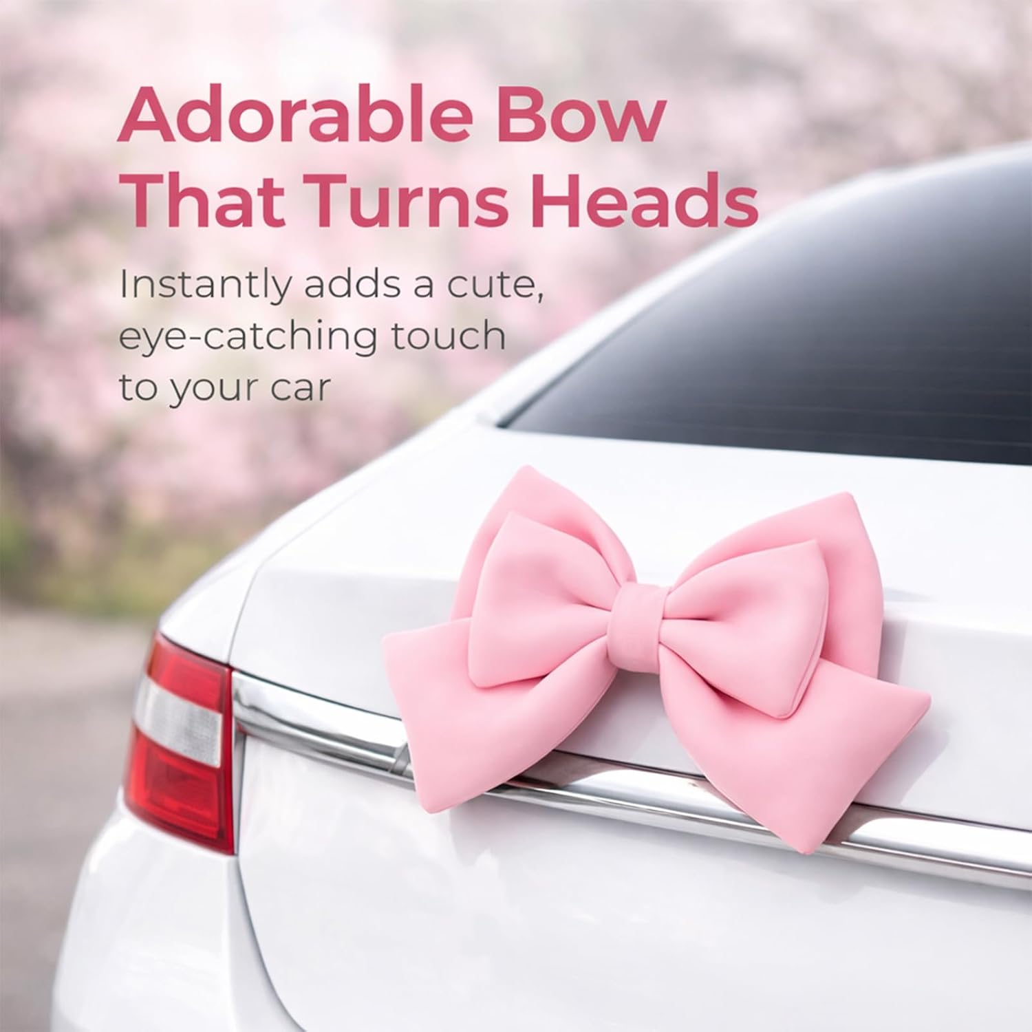 Ezcora Pink Car Bow for Women, Large Cute Car Bow Exterior Decor, Bow Accessories for Car, Coquette Bow Decoration for Front Rear Grille, Trunk Mirror, Girly Auto Ornament