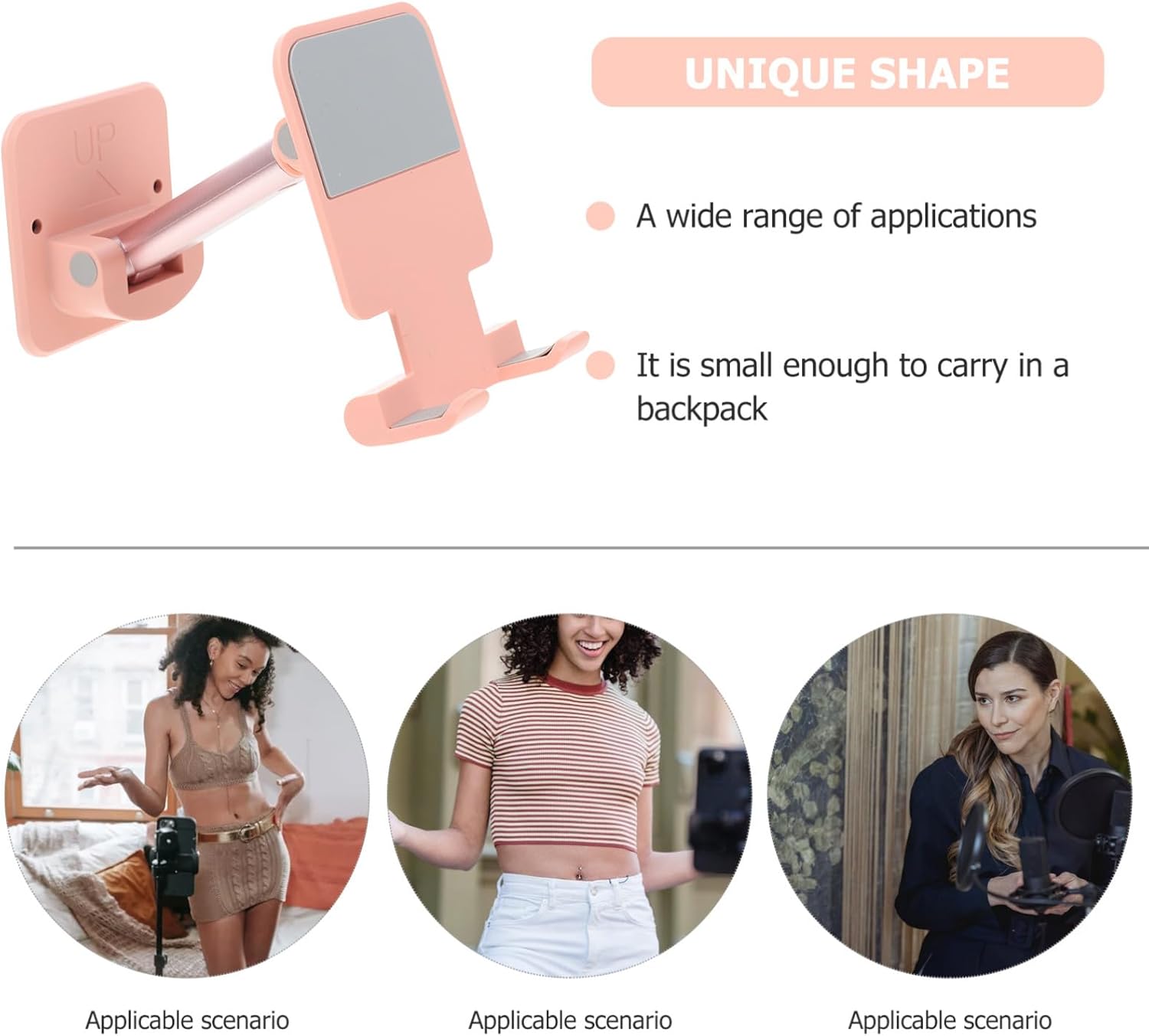 SECFOU Cell Phone Holder Multi-Functional Swivel Stand for Bedroom Kitchen and Office Durable with Easy to Install Space-Saving Design