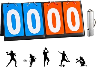 4 Dígitos Marcador Deportivo,0-99 Flip Marcador de Puntuación,con Silbato,Portátil,para Baloncesto, Fútbol, ​​Béisbol,Voleibol,Tenis,Tenis de Mesa