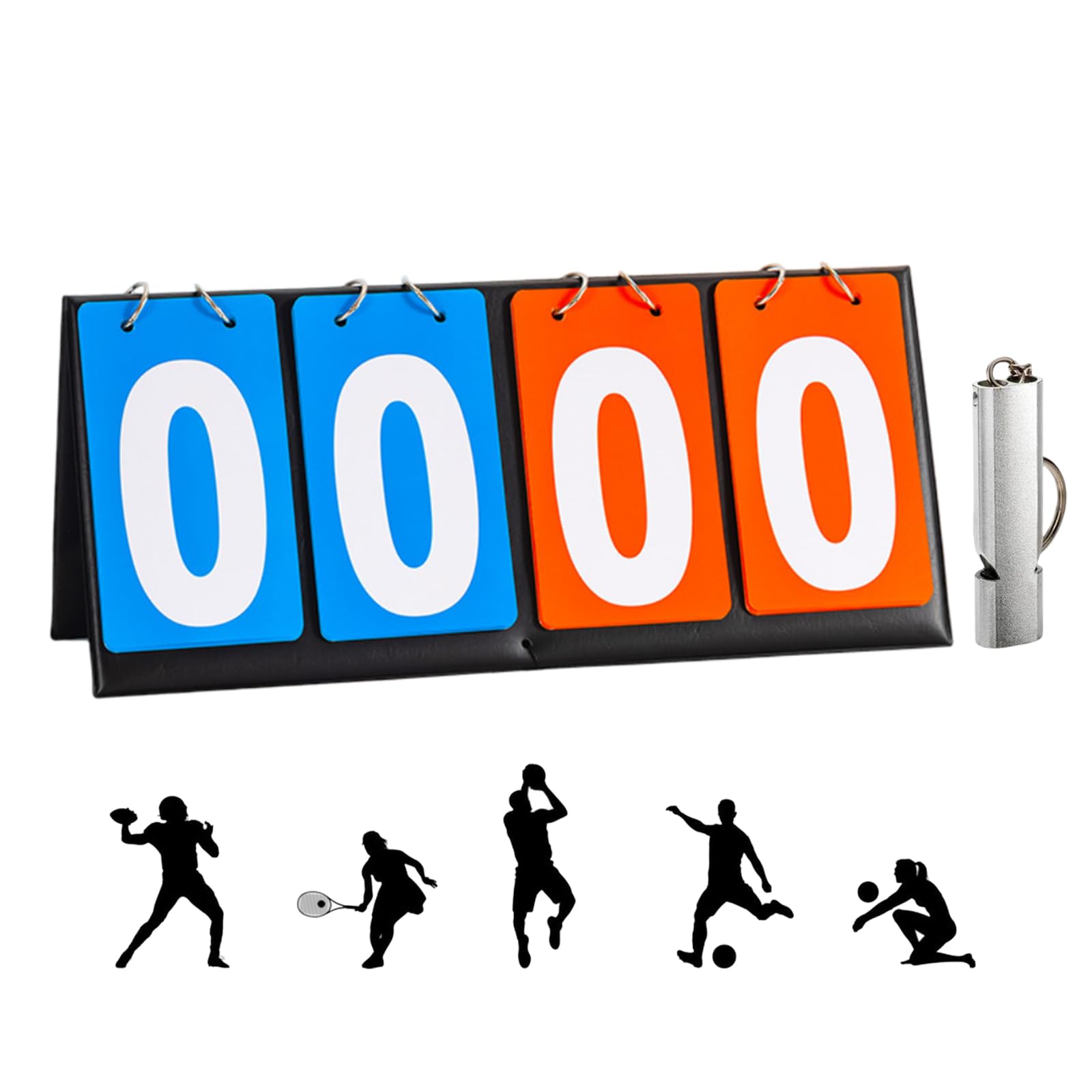 Marcador Deportivo 0-99 Flip, con Silbato, Portátil para Baloncesto, Fútbol, Béisbol