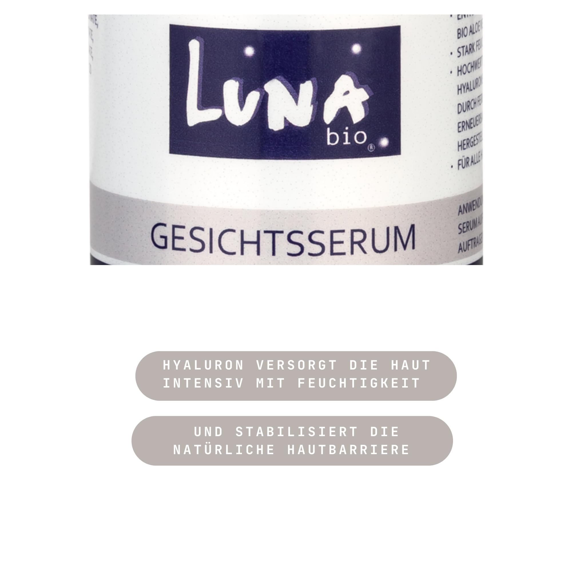 Bio serum hialuronowe do twarzy | Skincare serum przeciw starzeniu się, bio aloes, witamina E+B5, wegańskie, uzupełniający kwas hialuronowy, naturalne składniki, pielęgnacja twarzy, przeciw
