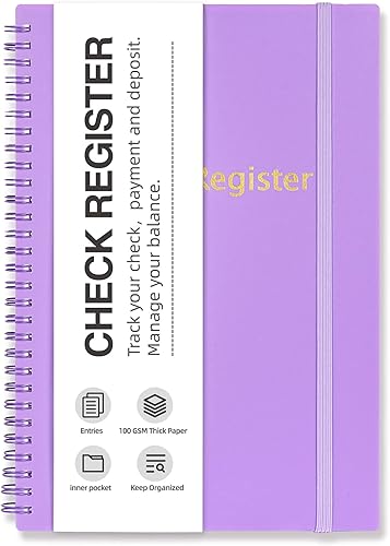 Registros de cheques para chequera personal, libro de registro de cheques de doble espiral, planificador de presupuesto con registro de cheques para