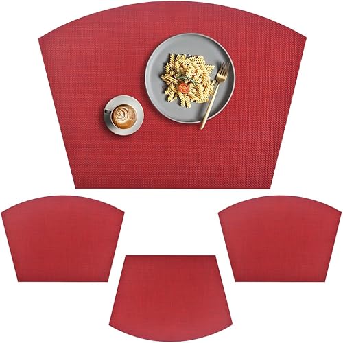 Miniatura 10 de homEdge Mantel individual de PVC, manteles individuales de cuña, manteles individuales de vinilo lavables, para mesa redonda, juego de 4 unidades,