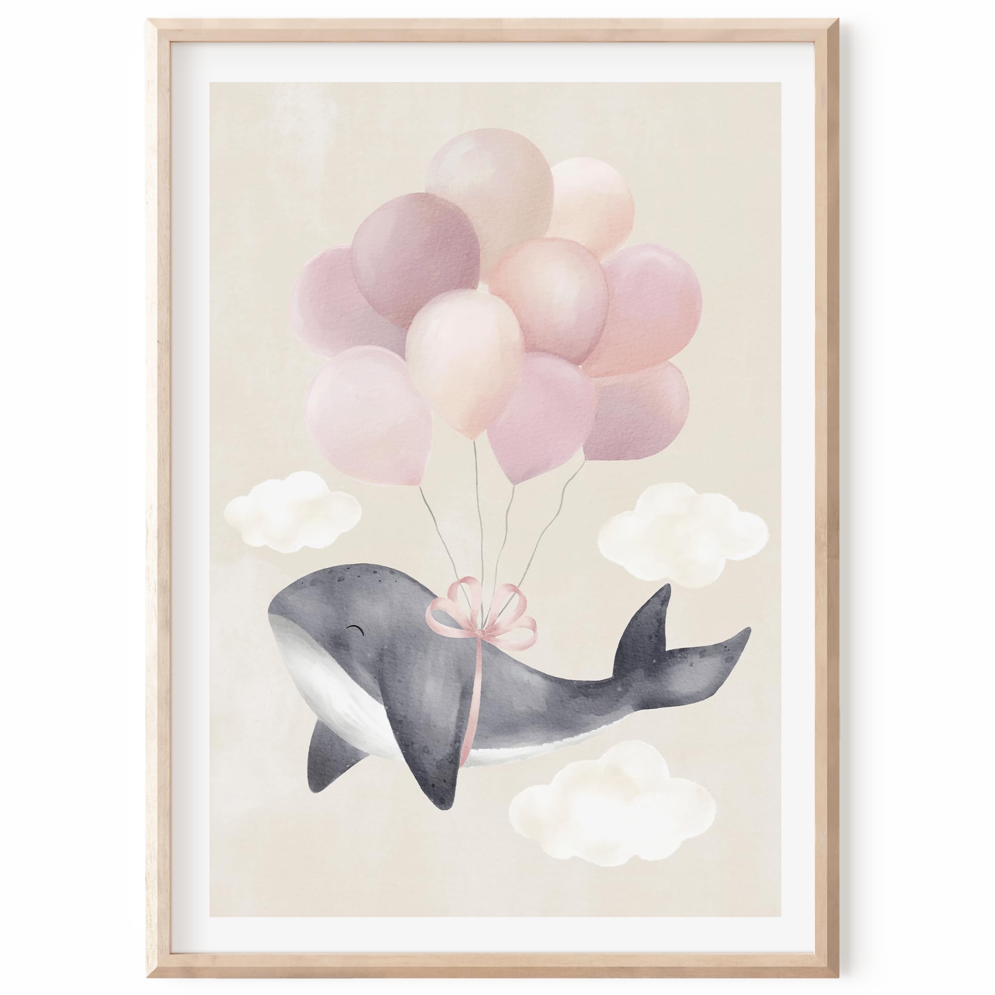 MeinBaby123® Süßer Wal Kinderzimmer Poster | DIN A2 | Deko für Mädchen | Bild | Geschenk zur Geburt (Unterwasserwelt V10)