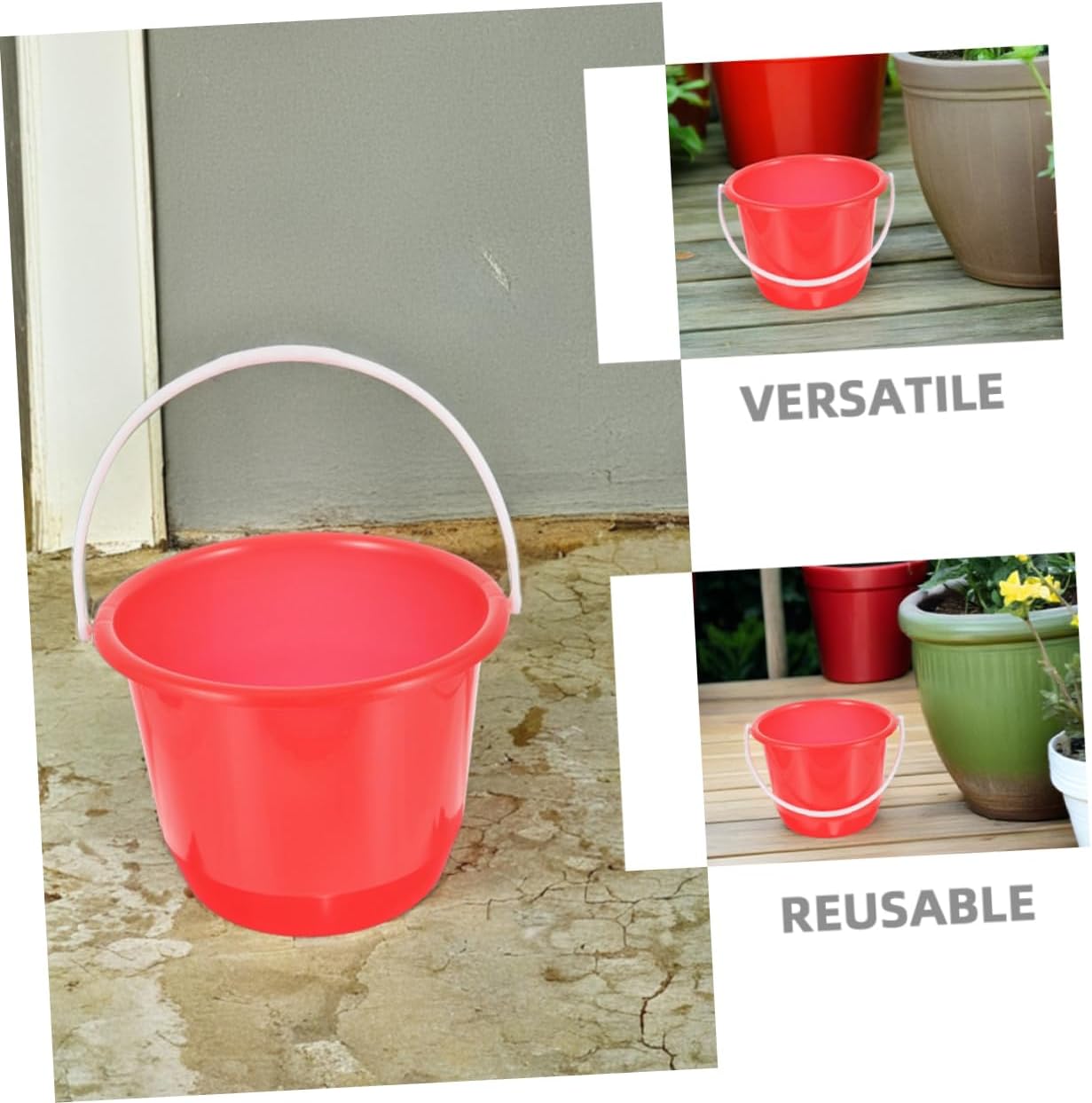 PRETYZOOM 3Pcs Red Plastic Utility Buckets with Handles Durable Multipurpose Storage for DIY Projects Car Washing and Gardening Reliable Plastic Design for Long Lasting Use