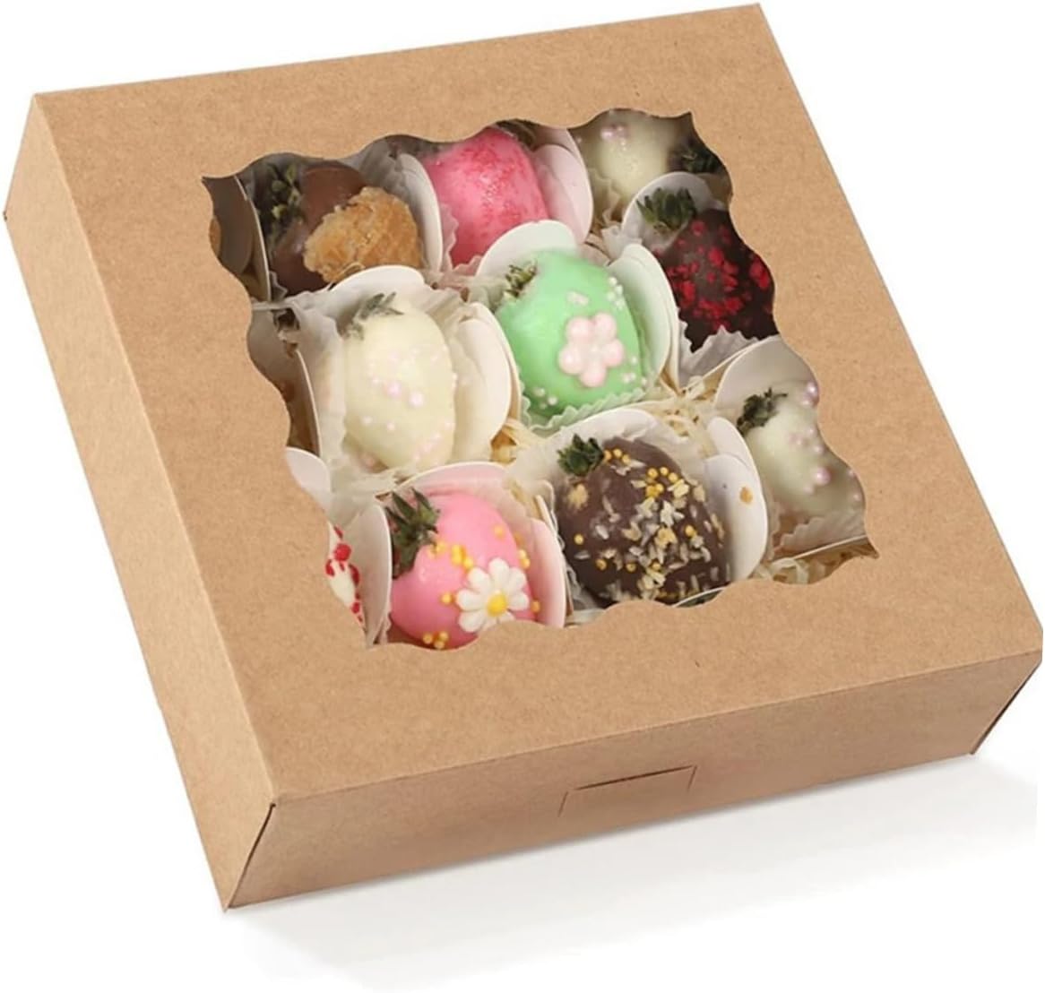 10pcs Window Dessert Boxes for Muffins Cookies and Pastries Kraft Paper Bakery Packaging for and Treats