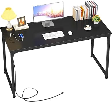 Tycholite Writing Computer Desk Modern Sturdy Office Desk PC Laptop Notebook Study Table for Home Office Workstation, Black