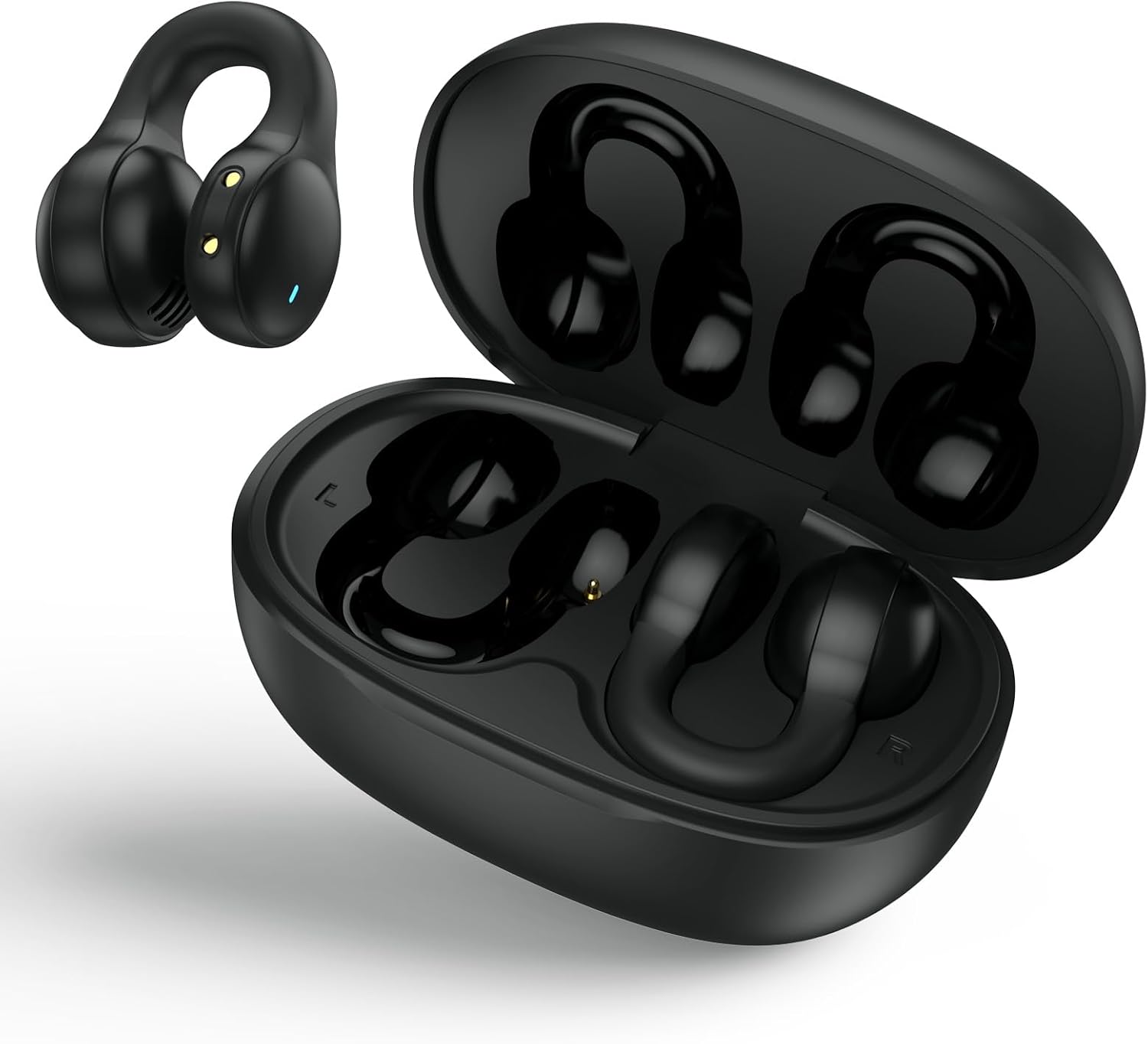 Bluetooth Headphones with Ear Clip Bone Sound Headphones Wireless Bluetooth 5.4 Sports Headphones Open Ear with Built-in Microphone with Digital Display Wireless for Training Running Driving Cycling