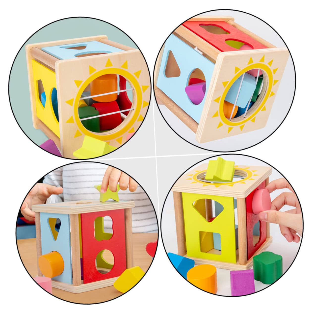 TOYANDONA Juguete de Bloques de Construcción Geométrica Caja de Inteligencia Forma de Sol y Estrella Juguete Geométrico para Preescolares de Bloques de Construcción para Educación Temprana