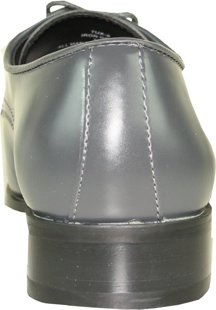 VANGELO Men Tuxedo Shoe TUX-5 Square Toe for Wedding, School Uniform and Formal Event Iron Grey