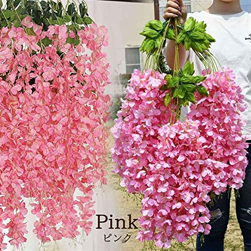 濃いピンクの造花　80本 Amazon.co.jp: 12本入り 藤の花 造花 フェイクフラワー ピンク