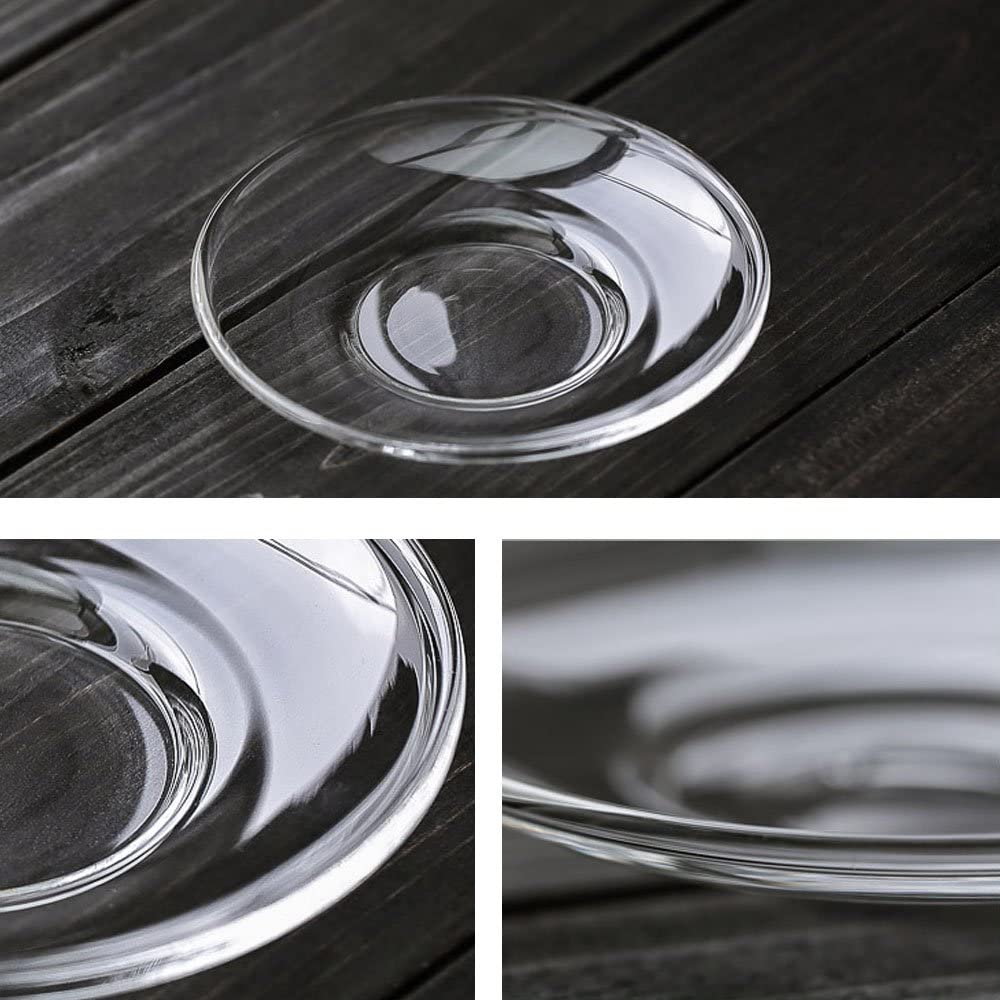 12cm Piattino Vetro Set di 4 Adatta Perfettamente per la Tazza Vetro, Set di 4 Piattino Grande