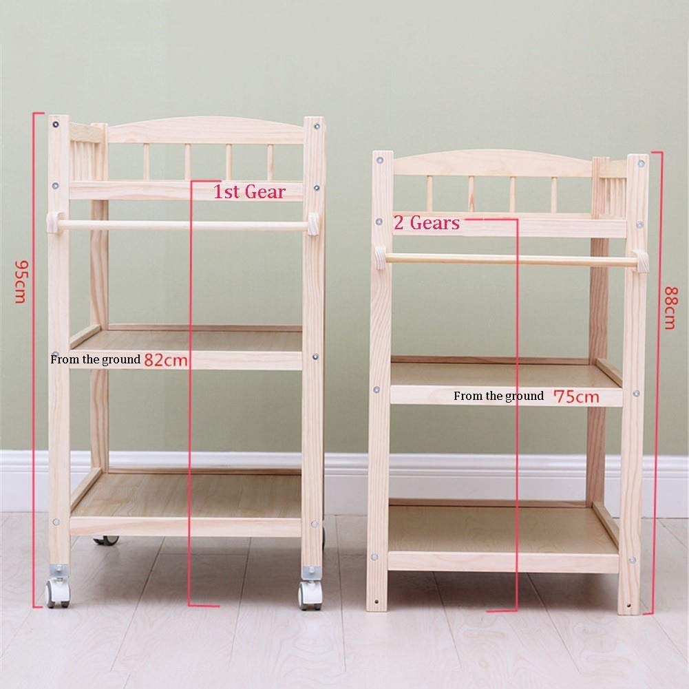 Cassettiera fasciatoio in Legno su Ruote con Cuscino, Stazione per Vasca da Bagno per Bambini per Asilo Nido Domestico, Altezza 95 cm