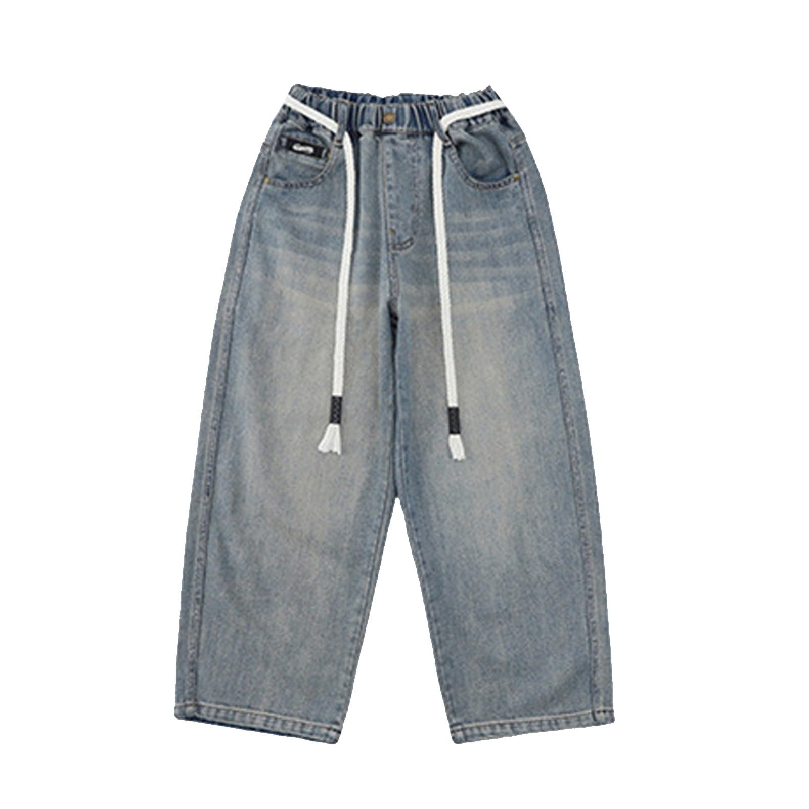 Générique Pantalons en Denim Jean Baggy Garçon Printemps Automne Enfants Slim Fit Tapered Jeans Garcon Pantalon Noir École Loisirs Été Chat Pâques Années 90 Hip Hop Streetwear Cadeau