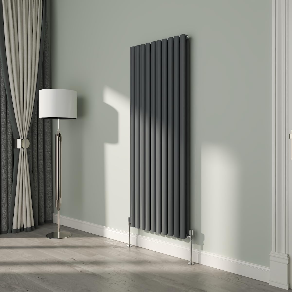 NRG 1600x590mm Oval Column Radiator Double Panel Anthracite