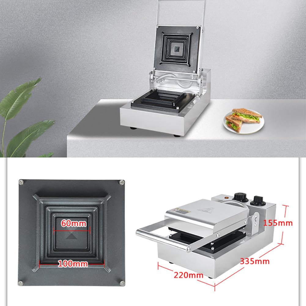 Elektryczny grill panini do kanapek, 900 W handlowy opiekacz do kanapek z temperaturą 50 ° c-300 ° c, timer 0-5 min, stal nierdzewna do hamburgerów steki bekony