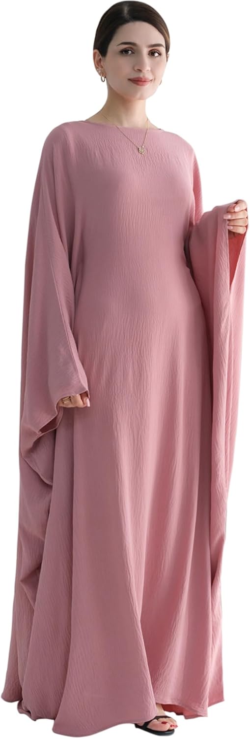 Muslim Abaya Dress Women Middle East Arabian Prayer Robe Batwing Maxi Kaftan Abaya Dress with Hijab - Image 4