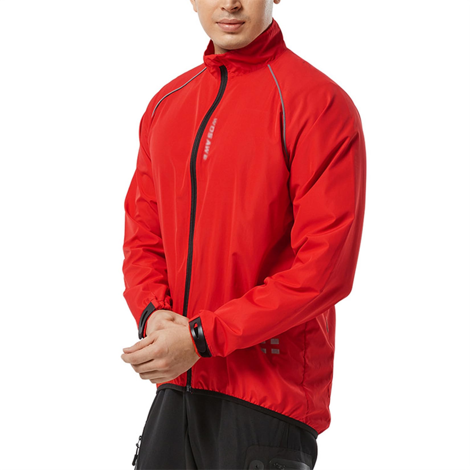 Giacca da Ciclismo da Uomo Ad Alta visibilità Impermeabile Leggera Antivento Riflettente da Bicicletta Giacca Ripiegabile con Tasche,Red-XL