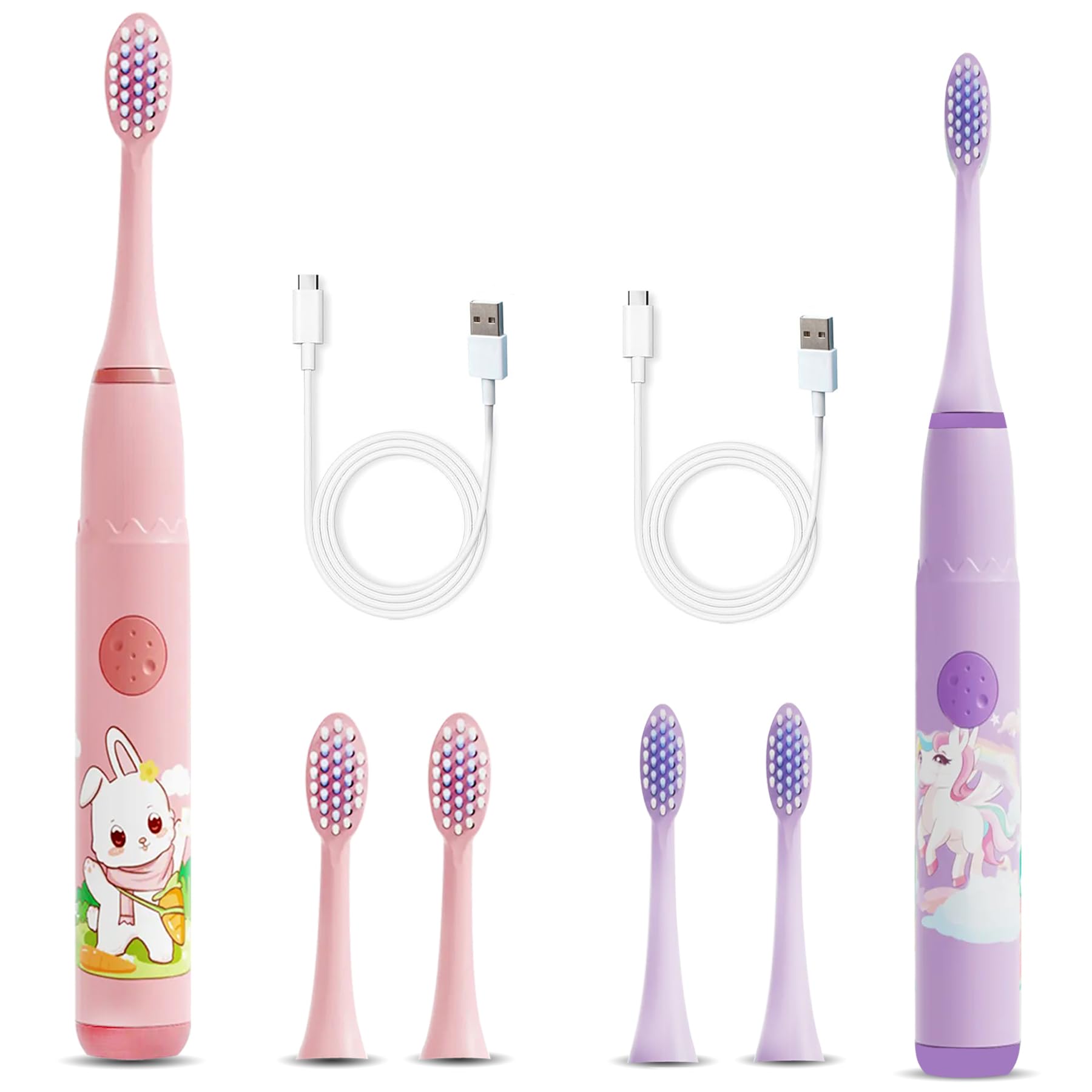 US1984 Sonic Electric Toothbrush for Adults with 3 Brush Heads & 4 Cleaning Modes, Rechargeable Electric Toothbrush with 2 Minute Timer with 30 days Long Battery Life (Pink, Purple)