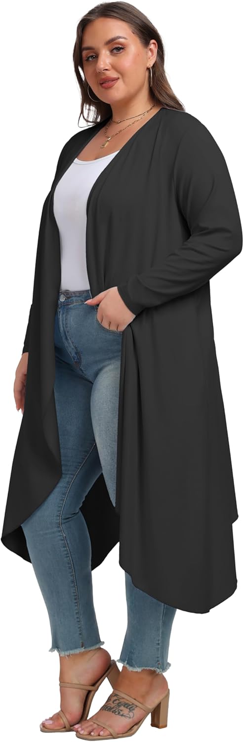 OLRIK Plus Size Cardigan for Women Trendy Lightweight Fall Clothes Long Duster Cardigans for Women with Pockets - Image 3