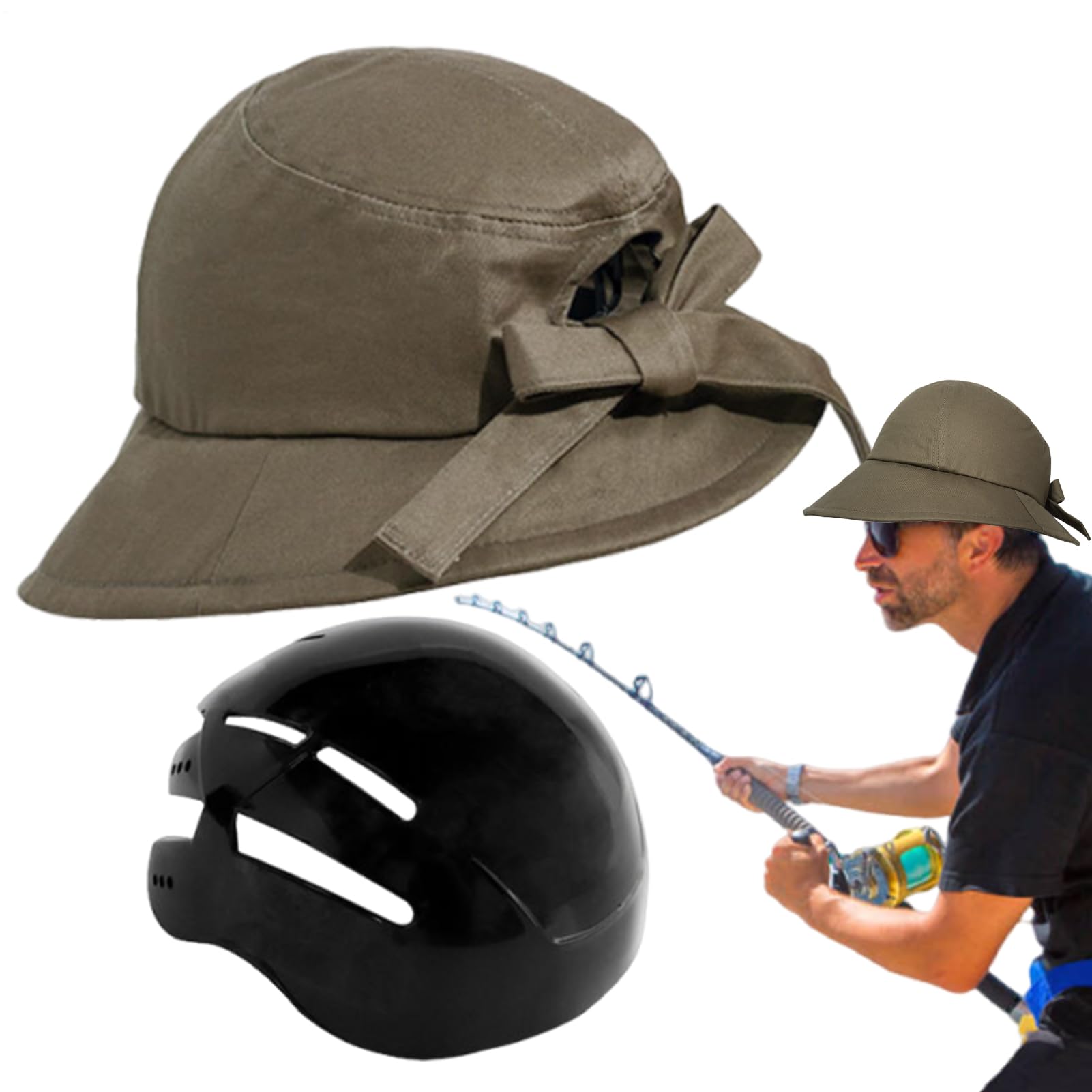 Casco de bicicleta para evitar insolación sombrero de sol verde de ala ancha 8