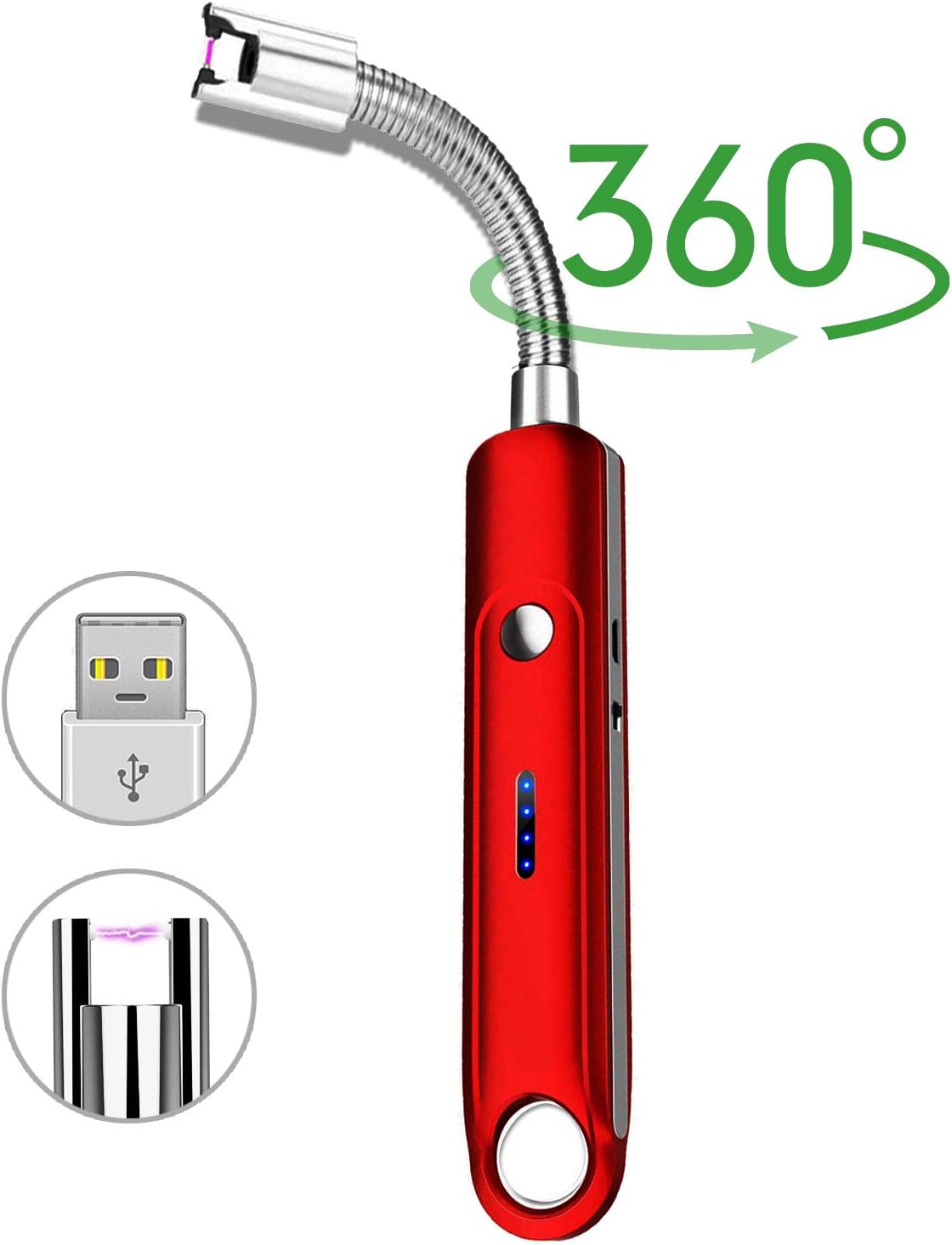 Suntue Candle Lighter Electric Long Lighter Rechargeable ARC Plasma Lighter USB Windproof Fireplace Lighter for Home Kitchen Outdoor BBQ Camping Sports Activties Best Gifts for Women Mum Men and Dad