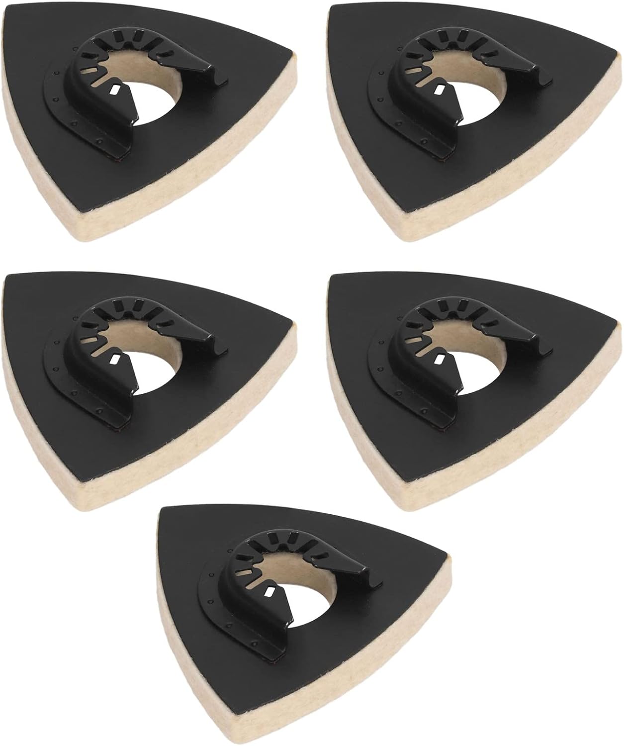 Yosoo Health Gear 5PCS Buffing Pads Triangular Wool Felt Polishing Pad with Alloy Steel Base for Oscillating Tool for Drill Buffer Attachment, Glass Polishing, and Rotary Tools