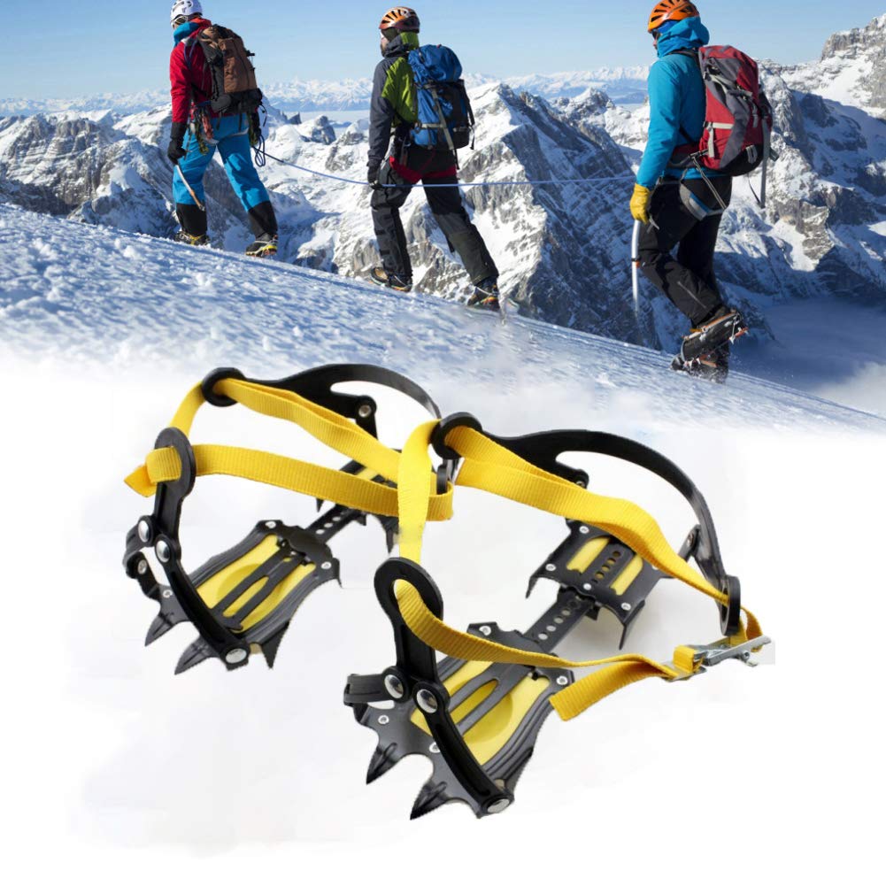 LANGWEI Crampons De Traction pour La Randonnée, Crampons Antidérapants 10 Dixièmes Crampons Crampons À Glace Poignées De Neige avec Pochette De Rangement pour l'escalade sur Neige en Plein Air