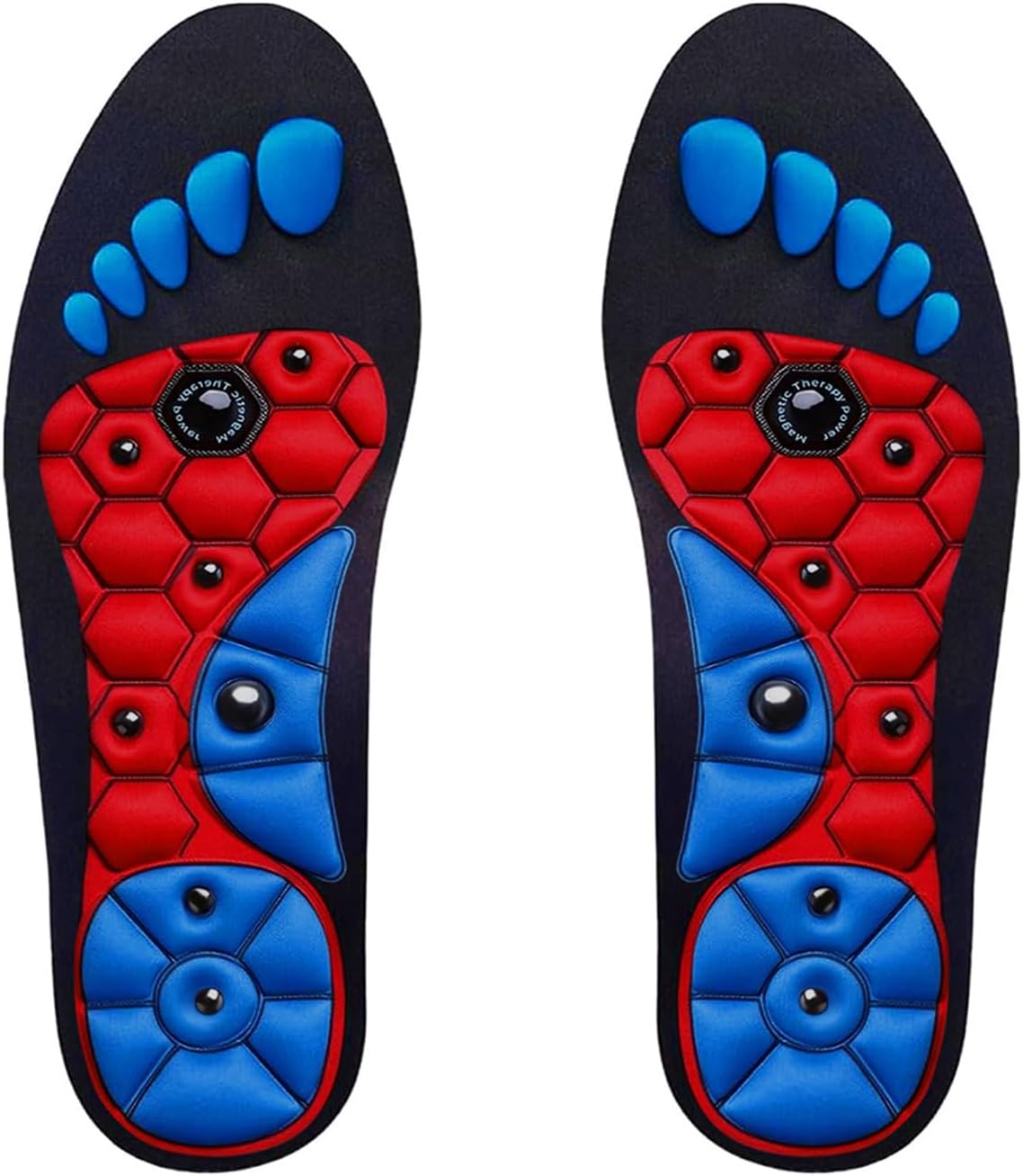 Magnetic Insoles Men & Women, 1 Pair Arch Support Shoe Insole, Plantar Fasciitis Orthotics Insoles for Relieving Foot Fatigue (Black, Small)