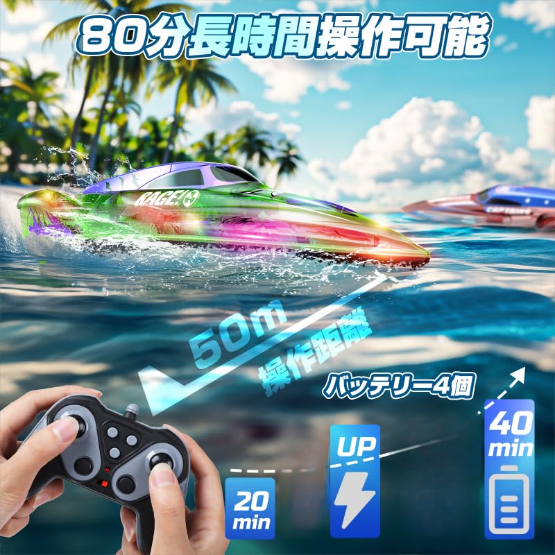 Amazon.co.jp: DEERC ラジコンボート 2台セット RCスピードボート 防水