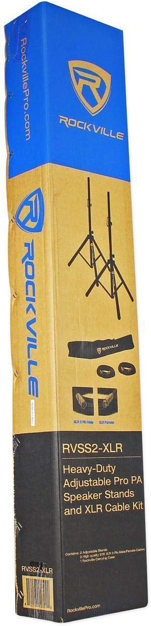 Rockville RVSS2-XLR Adjustable Tripod Speaker/Light Stands (2), 132 lbs Capacity, Includes (2) 20-Foot XLR Cables, Travel Bag, Steel Build, for DJs and Live Setups - Image 7
