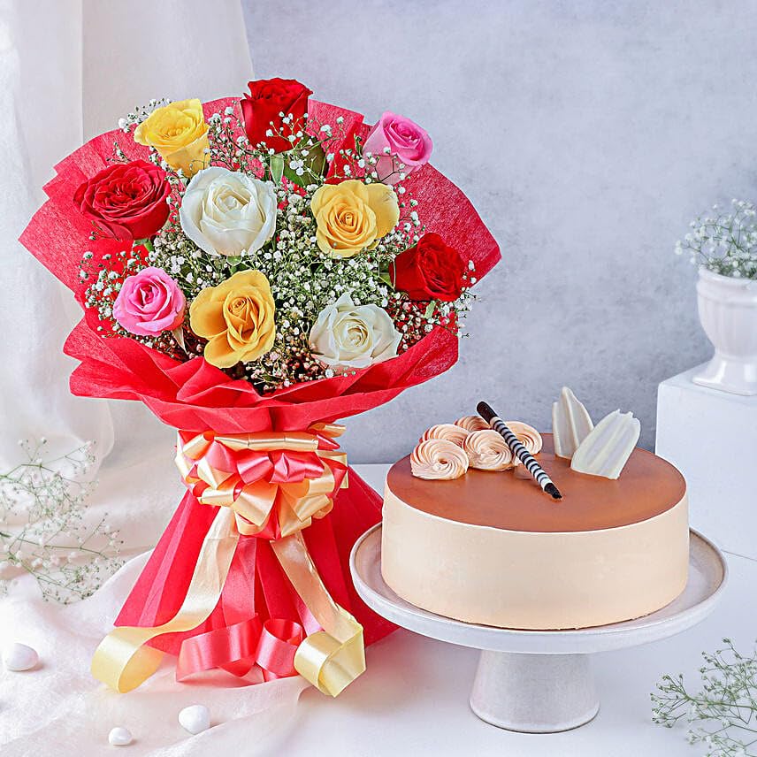 Rosey Delight Bouquet N Luscious Cake-image-37