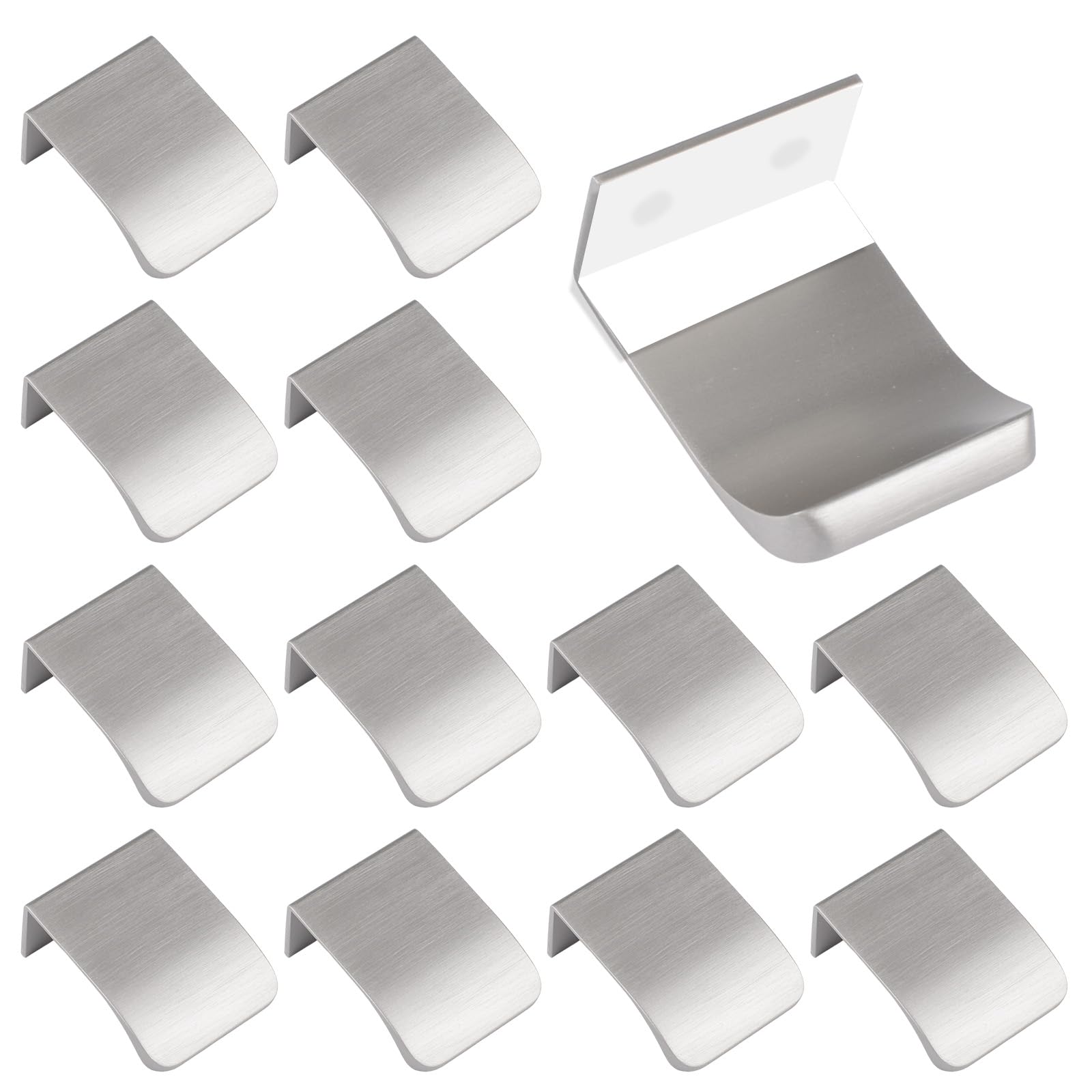 MOROBOR 12 Pack Finger Edge Pull, Self-Stick Instant Cabinet Drawer Pull Concealed Handles Modern Style Handle for Drawer Wardrobe Cabinet Hardware, 30mm/Brushed Nickel — image 1
