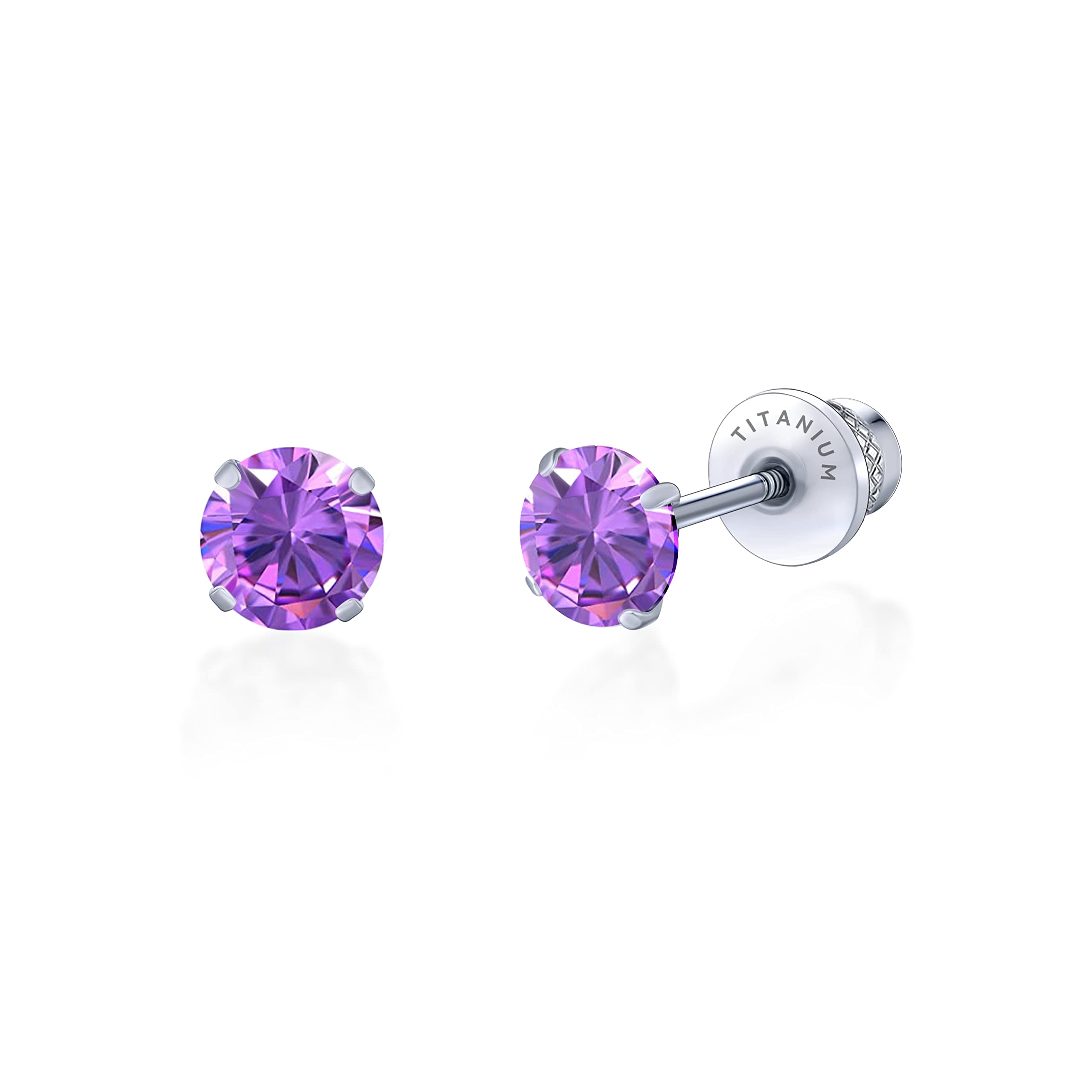 Limerencia Titan Ohrringe für Damen Herren, G23 Medizinische Ohrstecker Hypoallergen Gesundheitsstecker Ohrringe für empfindliche Ohren Mode Damenschmuck (5mm, Lila)
