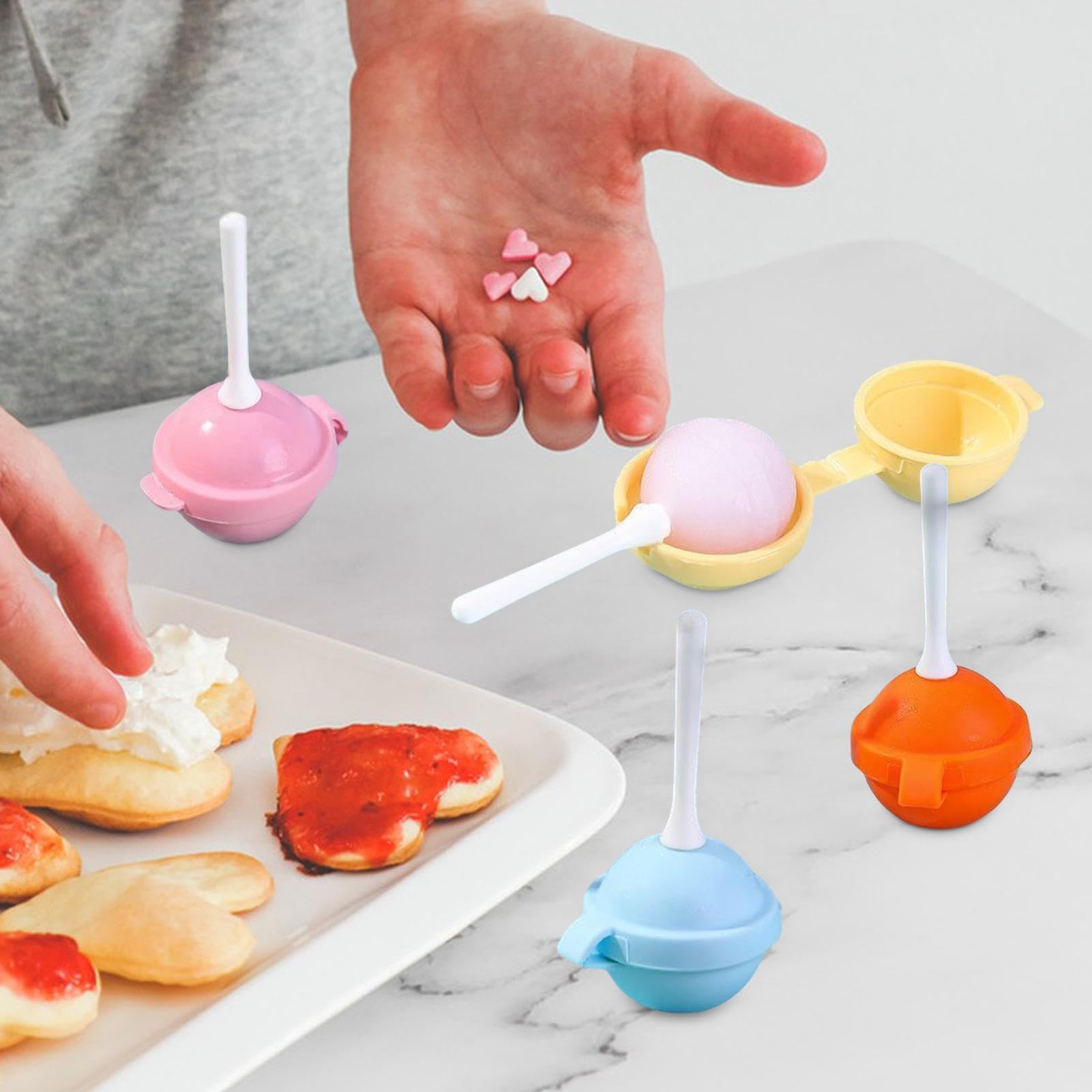 Stampo Da Lecca-Lecca Al Cioccolato 4 Pezzi Stampo Rotondo In Silicone | Formine per Caramelle Lecca-Lecca Per Bambini Dolci In Casa Feste Hockey Caramelle E Ghiaccioli