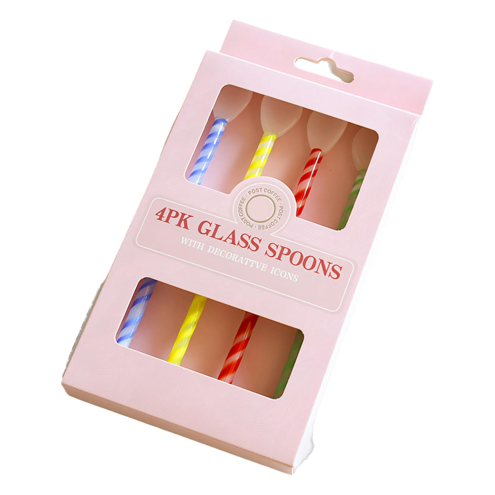 Hredyqw Pack Of 4 Colorful Glass Stirring Spoons Long Handle Round Scoops Dessert Serving Spoon For Coffee Tea And Hot