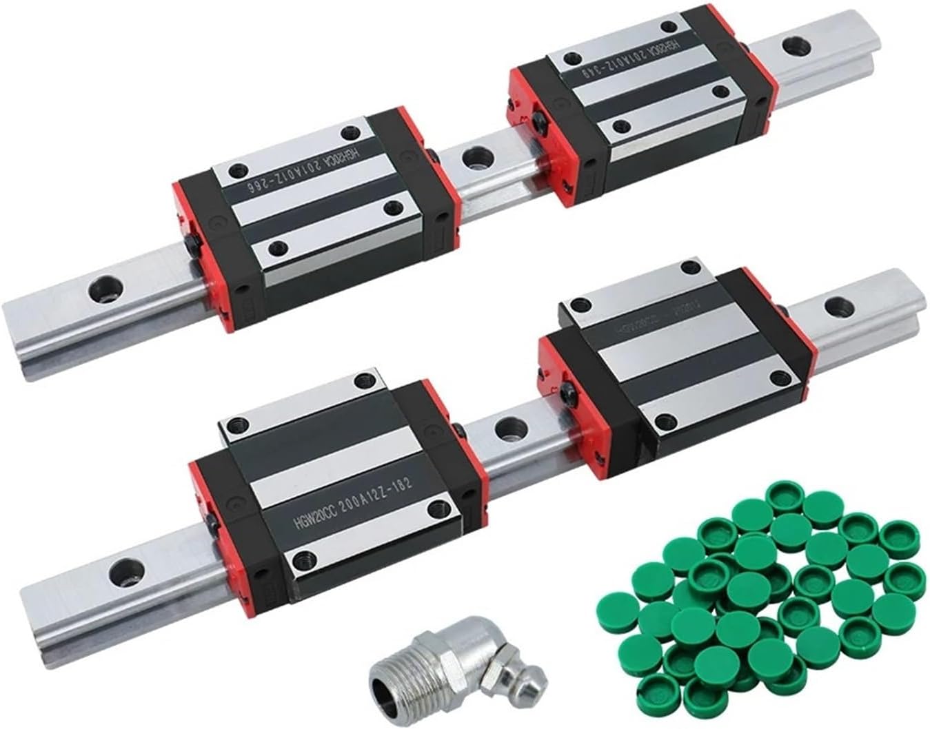 2pc HGR15 HGR20 Square Linear Guide Rail 200mm-1500mm + 4pc HGH15CA HGW15CC HGH20CA HGW20CC(2 HGR20 4 HGW20CC,250mm)