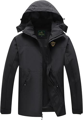 Vista 21 de GIISAM Chaqueta de lluvia para hombre, impermeable, ligera, para exteriores, rompevientos con capucha