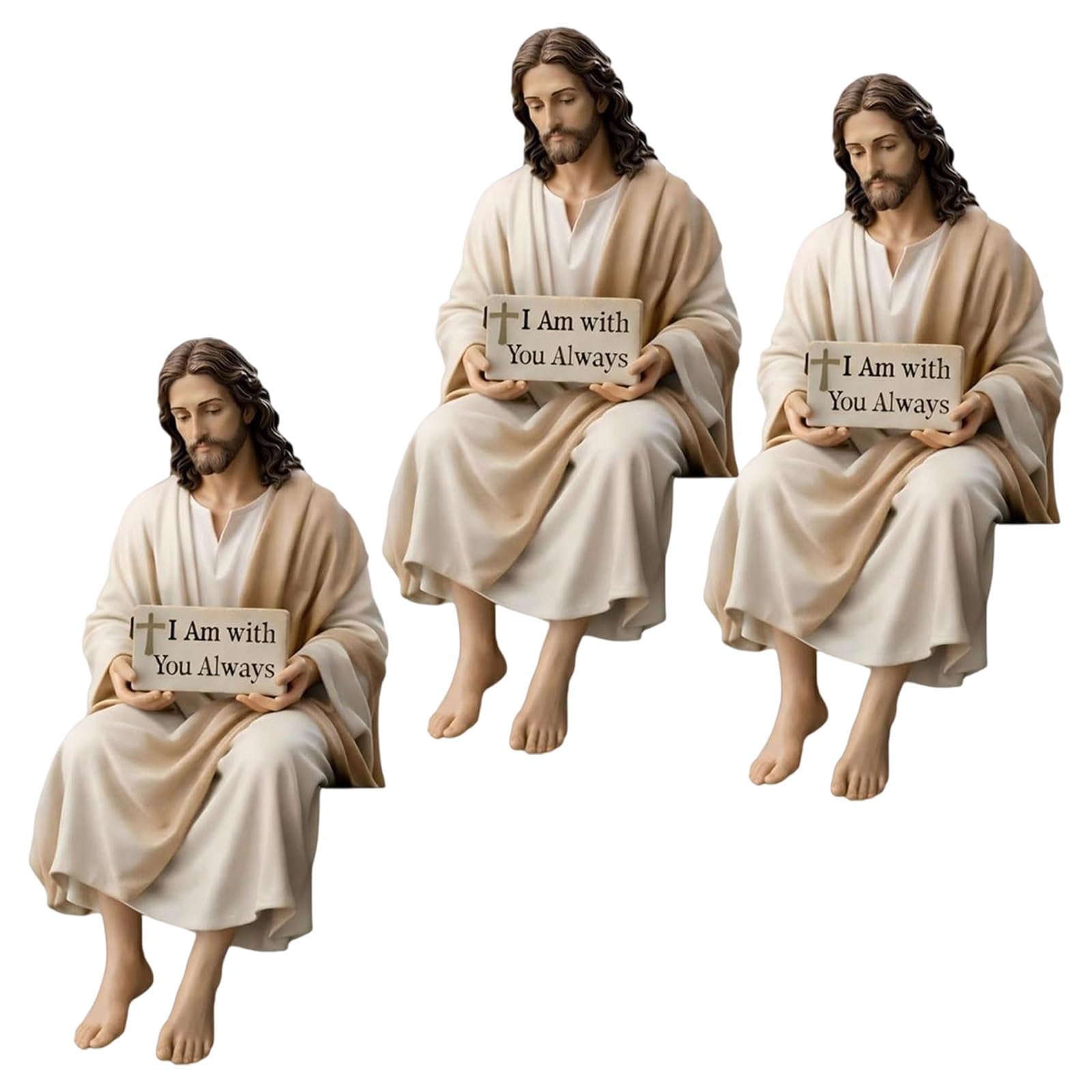 HDOYTXXM Resin Religious Sculpture with Companionship Inscription Plaques Desk Companionship Figurine for Meaningful Gift Giving Spiritual Gift