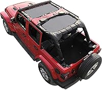 Vista 99 de Shadeidea - Parasol para Jeep Wrangler JL Unlimited (2018-2023) de 2 puertas y 4 puertas frontales, pantalla de malla negra para parasol JLU SAHARA
