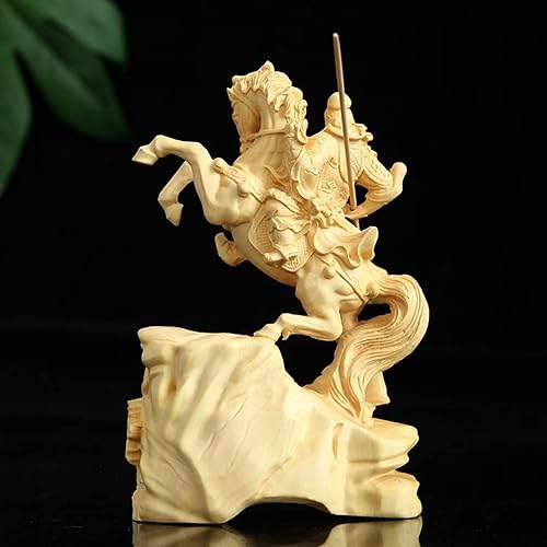 Miniatura 4 de Estatua de Guan Gong de madera tallada a mano, escultura de Feng Shui Dios de la riqueza Guan Yu para decoración del hogar y la oficina