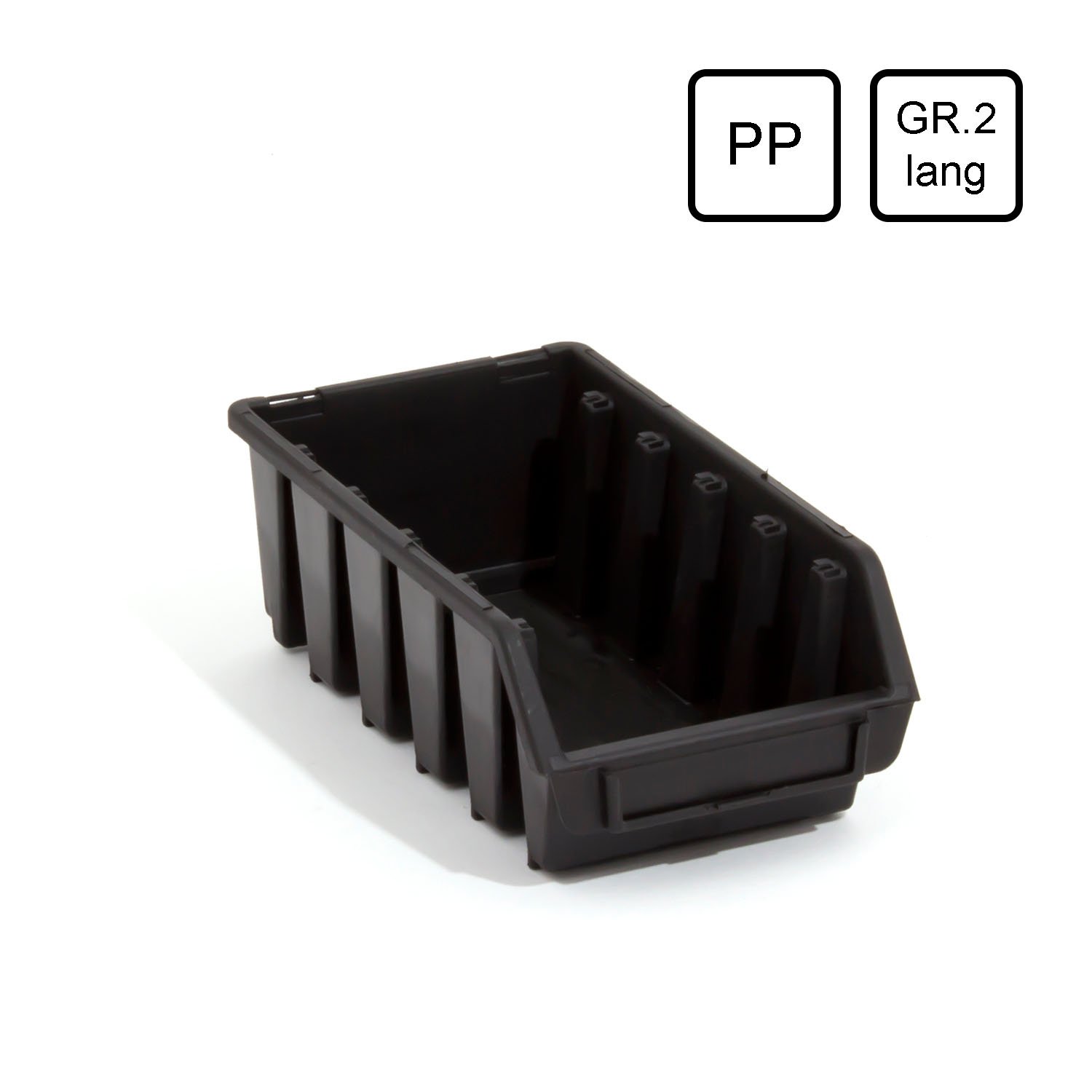 Zestaw 100 ERGO-Box M czarny kosz do przechowywania do warsztatu lub garażu, rozmiar 2 l