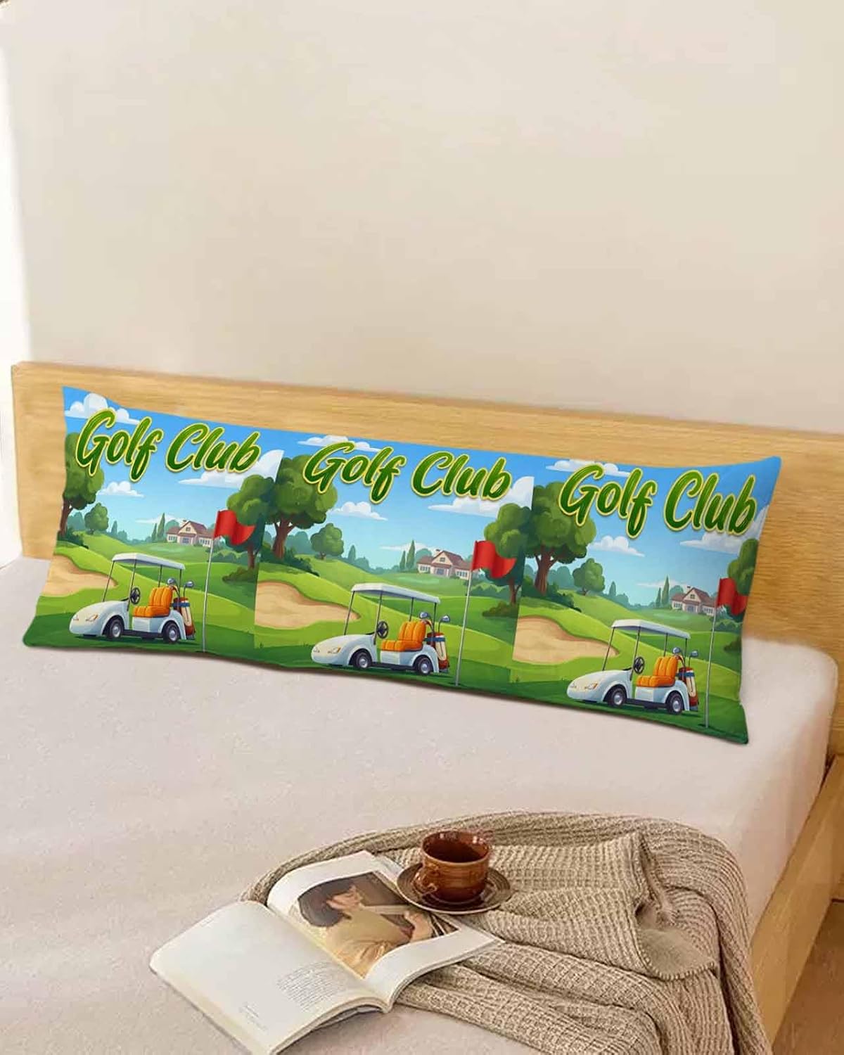 Pillow Covers 20x54 Inch - Body Golf Club Cartoon Ball Sports Theme Golf Cart with Blue Sky Soft Brushed Microfiber Pillowcases with Hidden Zipper Closure Bed Pillow Shams for Bedroom Sofa Car