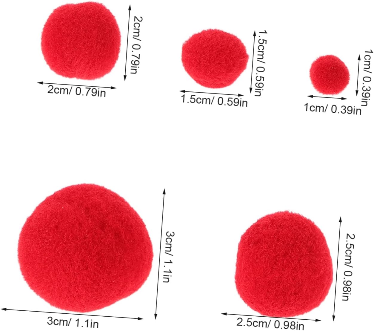 OHPHCALL 500pcs Assorted Red Pom Poms Soft Plush Craft Balls for DIY Handmade Beads Ornaments Arts Holiday Party Decorations