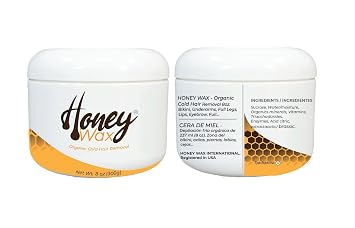 NEW PRESENTATION! HONEY WAX - Organic Cold Hair Removal 8oz. Bikini, Underarms, Full Legs, Lips, Eyebrow, Full Face Wax No Heating Required..