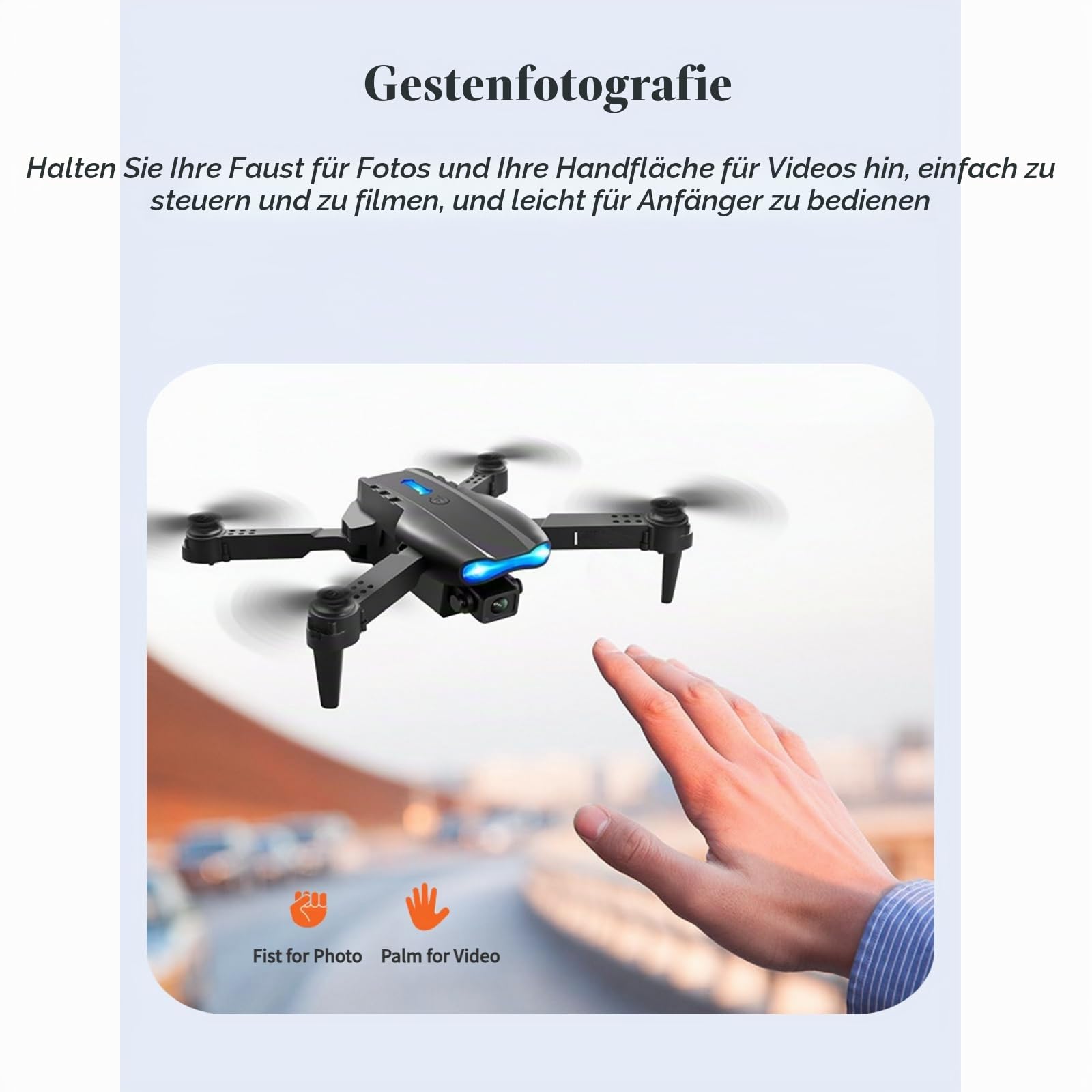 Faltbare -RC-Drohne, Hindernisvermeidung, Quadrocopter, HD-Dual-Kamera, 4k-Luftaufnahmen, RC-Flugzeuge, Unterstützende WLAN-App, Geschenke für Kinder und Erwachsene