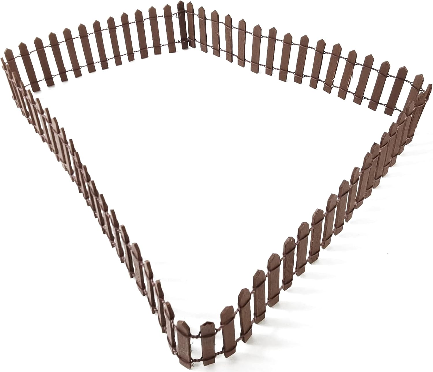 ROYHOO 4PCS 35Inch Miniature Fairy Garden Ornament Fence Wood Picket Fence for Dollhouse Home Garden Plant Pot DIY Diorama Project for Adult（Brown and White） image 2